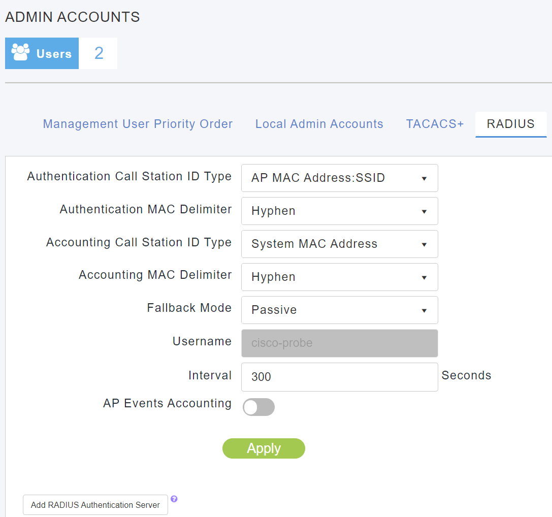 CME Add Radius Server